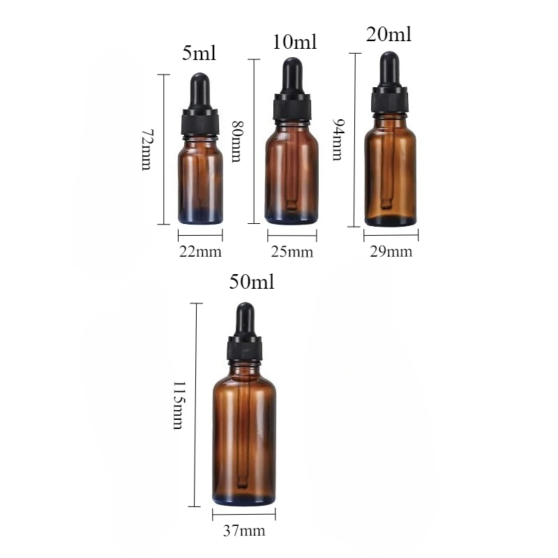 8/20pcs 10ml 50ml Glass Dropper Bottles Refillable Essential Oil Perfume Containers with Pipettes for DIY Cosmetic Travel Bottle