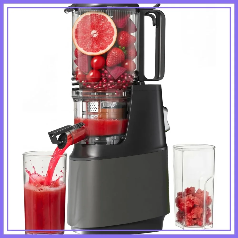 

Cold Press Juicer, Slow Masticating Juicer with 5.3" Wide Feed Chute, Whole Fruit and Vegetable Juicer, High Yield, Gray