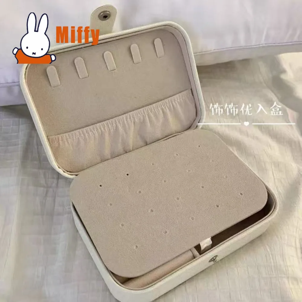Kawaii Miffy Jewelry Box Cute Rabbit Organizer Case Portable Three- Layer Earring Ring Necklace Stud Holder Small Travel Gift view 5
