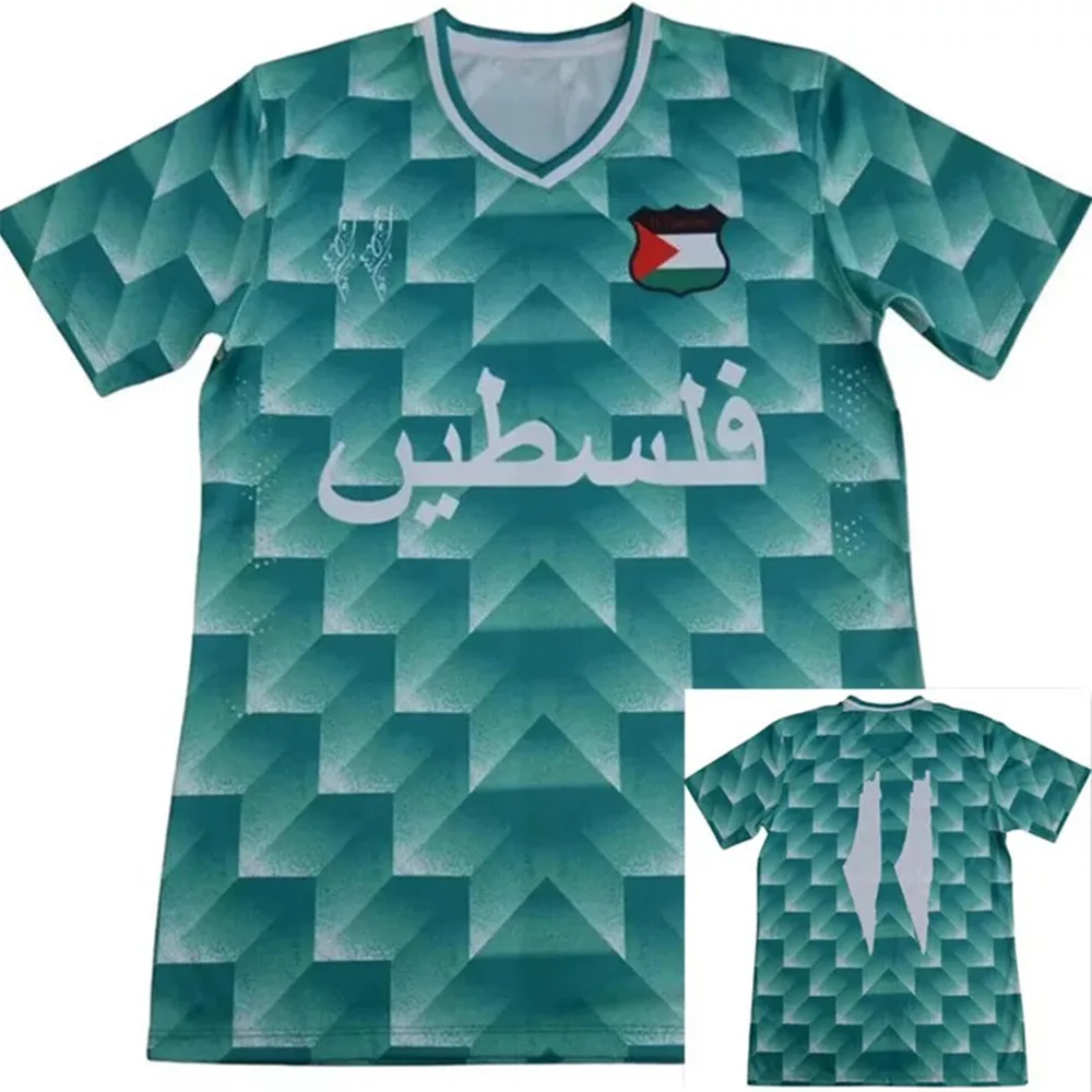 2024 Palestine Soccer Jerseys Black Center Stripe Red Green Football Shirt War Justice March Uniform Kits