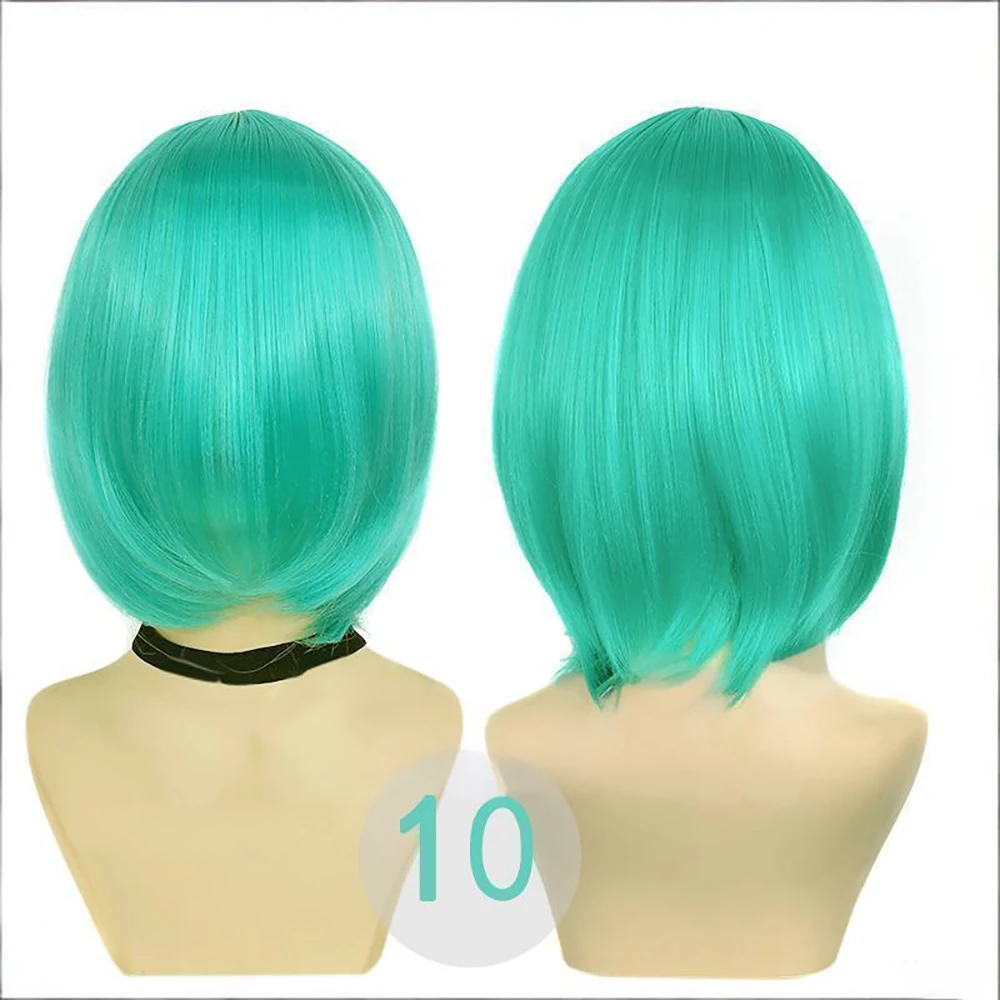 Peruca Sintética de Alta Qualidade de 30cm Unissex para Cosplay, Cabelo Curto Liso com Franja, Adequada para Uso Diário, Festas e Role-Playing, Resistente ao Calor
