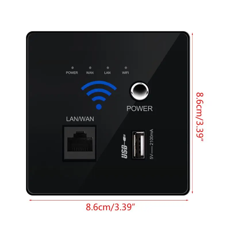 300M Transmission Rate Wireless WIFI Wall Embedded Router USB Charging Socket WiFi Repeater for Home Use Drop Shipping