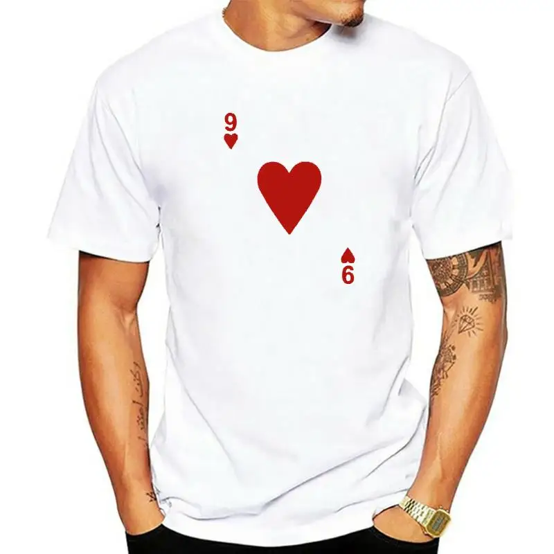 Kaus hati kartu Poker Blackjack 21 9 kaus oblong t-shirt Top kustom untuk pria Kaos Oblong cetak katun grafis