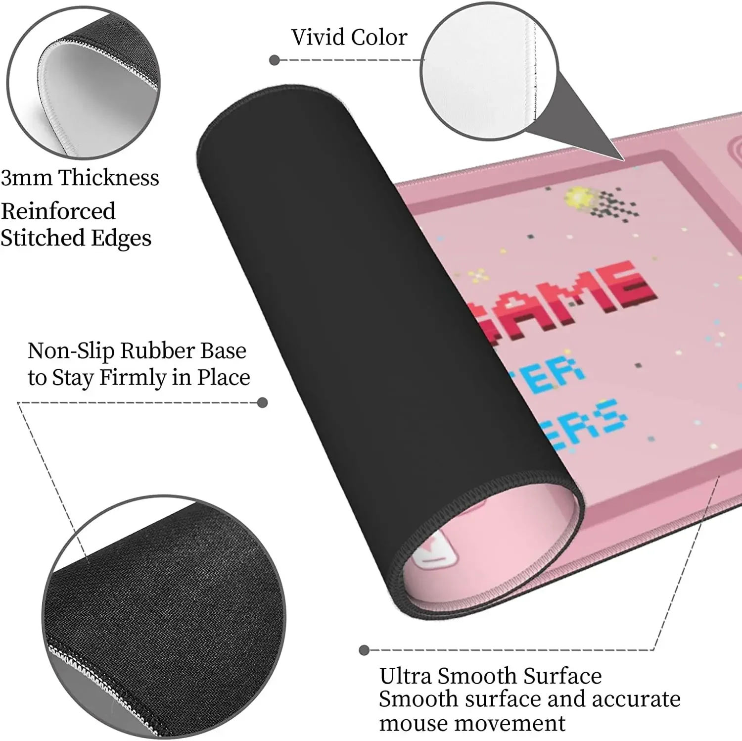 الوردي بدء لعبة ماوس الوسادة XL تمديد ماوس وسادة مكتب طويلة نونسليب المطاط الفئران الحصير مخيط حواف Playmat 31.5x11.8 بوصة