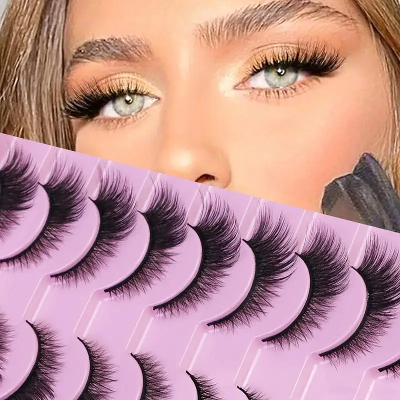 10 Paar Cat-Eye-Kunstwimpern, flauschige, zarte Faux-Nerzwimpern, natürliches Volumen, für tägliches Make-up, Party, Cosplay – Detail 4