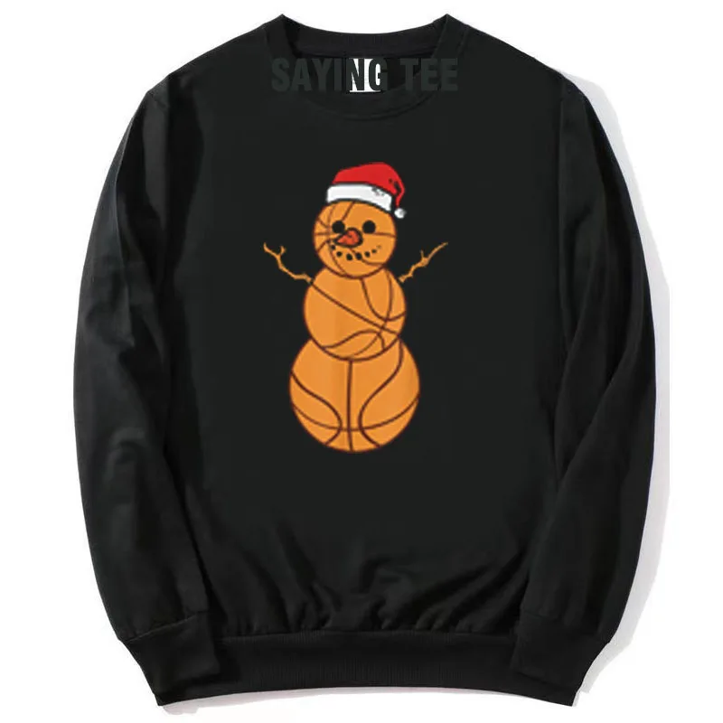 

Christmas Basketball Snowman Sweatshirts Ball Player Boy Girl Gifts Pullower Sweater Graphic Xmas Costume Funny Long Sleeve Tees