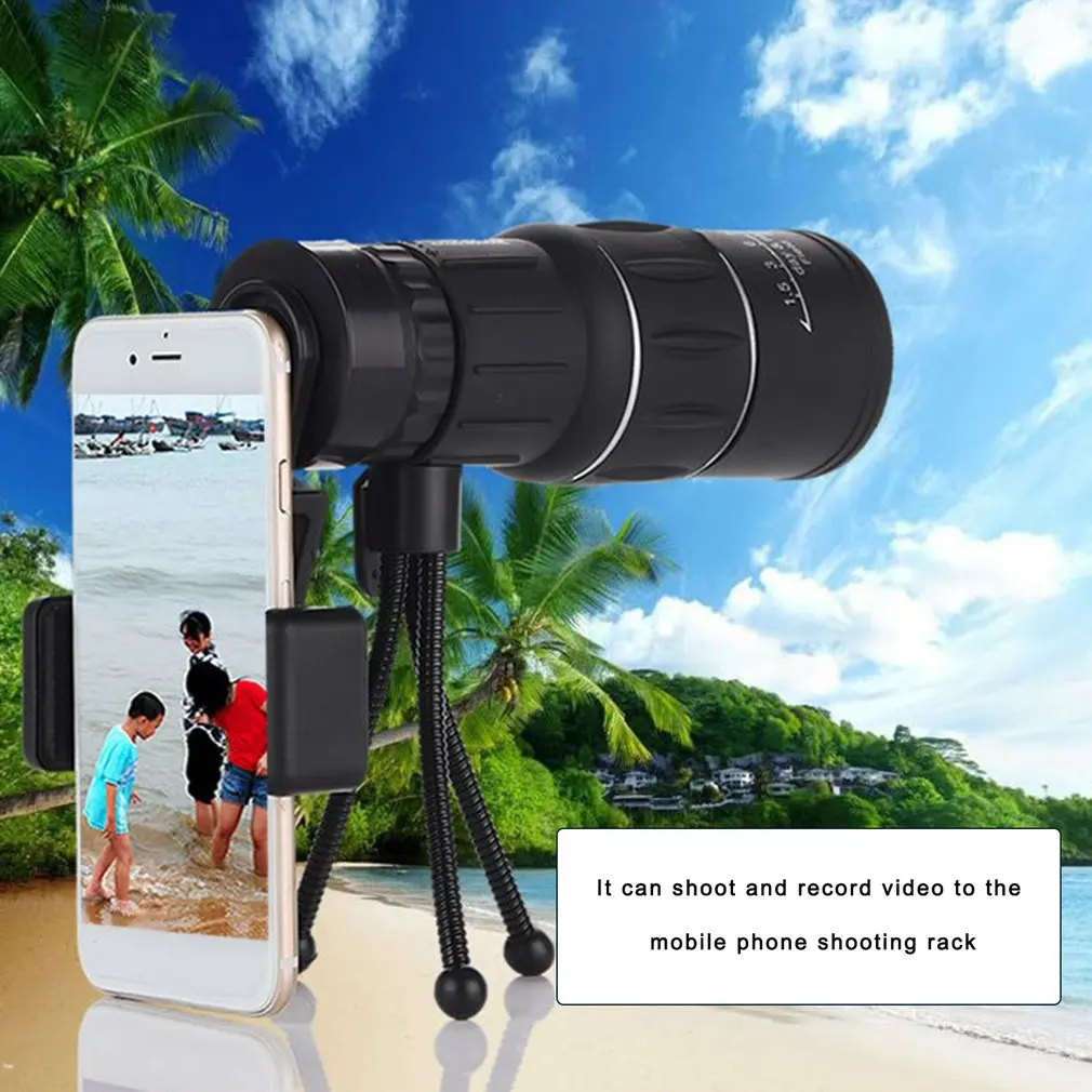 16X52 المسافة الرياضة زوومابلي أحادي العين للمشاهدة في الهواء الطلق منخفضة الإضاءة للرؤية الليلية أحادي تلسكوب مع ترايبود دروبشيبينغ