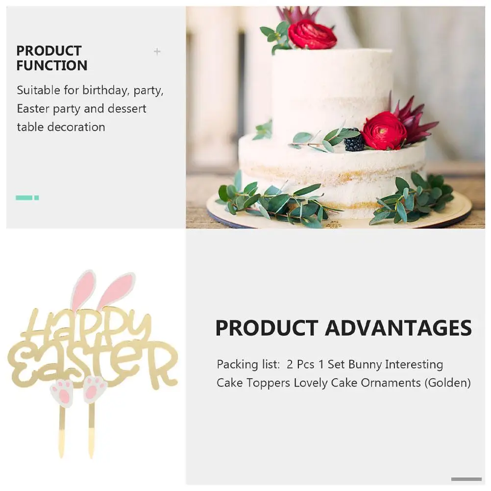 2 Pcs Fruit Rabbit Cake Topper Child Fruitcake Cupcake Acrylic Beautiful Inserts