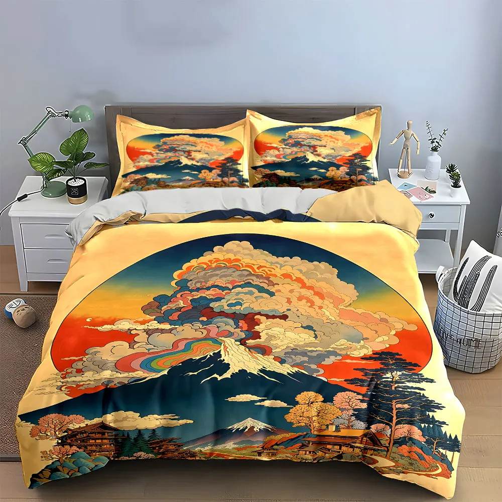 

Colorful Landscape Art Prints Set Bedding Set with 1 Duvet Cover 2 Pillowcases Single Double King Queen, Gift