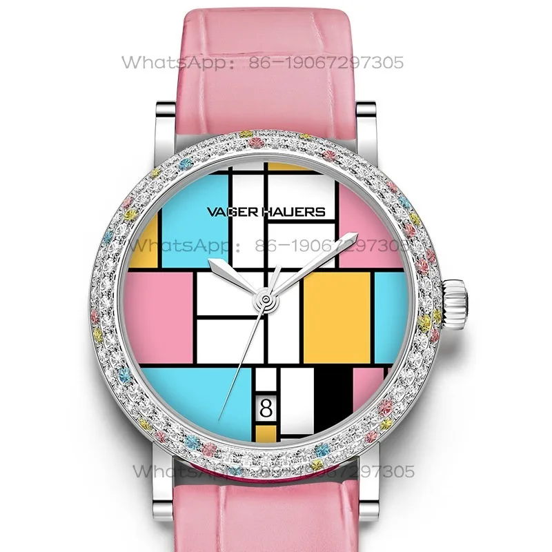 New Genuine Original Watch Female Ins Wind Natal Year Red Mechanical Watch Simple Beautiful Diamond Waterproof Women's Watch