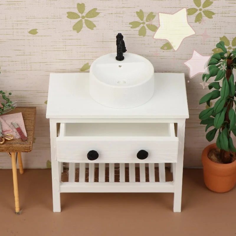 

1/12 кукольный домик, имитация раковины, модель шкафа для ванной комнаты, украшение для мебели, кукольный дом, живая сцена, орнамент, игрушки