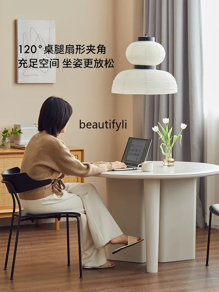 

07Nordic Modern round Table Home Small Apartment American Simple Italian round Solid Wood Dining Table