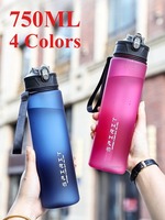 750ml Water Bottle with Straw Time Marker Large Capacity Motivational Plastic Leakproof Water Jug for Gym Travel Outdoor Sports