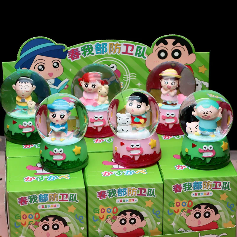 

6 шт./компл., аниме-карандаш Шин-тян каваи, хрустальный шар, фигурка, модель из ПВХ, игрушки, кукла, декор для стола, коллекция подарков в упаковке