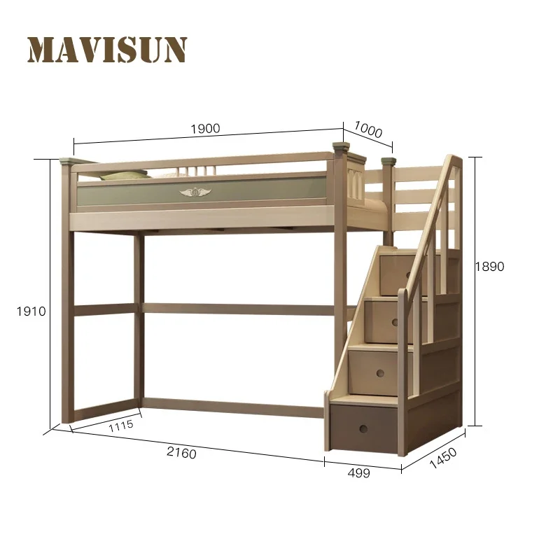 Small Apartment Hot Sale Nordic Wind Minimalist Household Solid Wood 1M bunk With Solid Wood Frame room Furniture Set