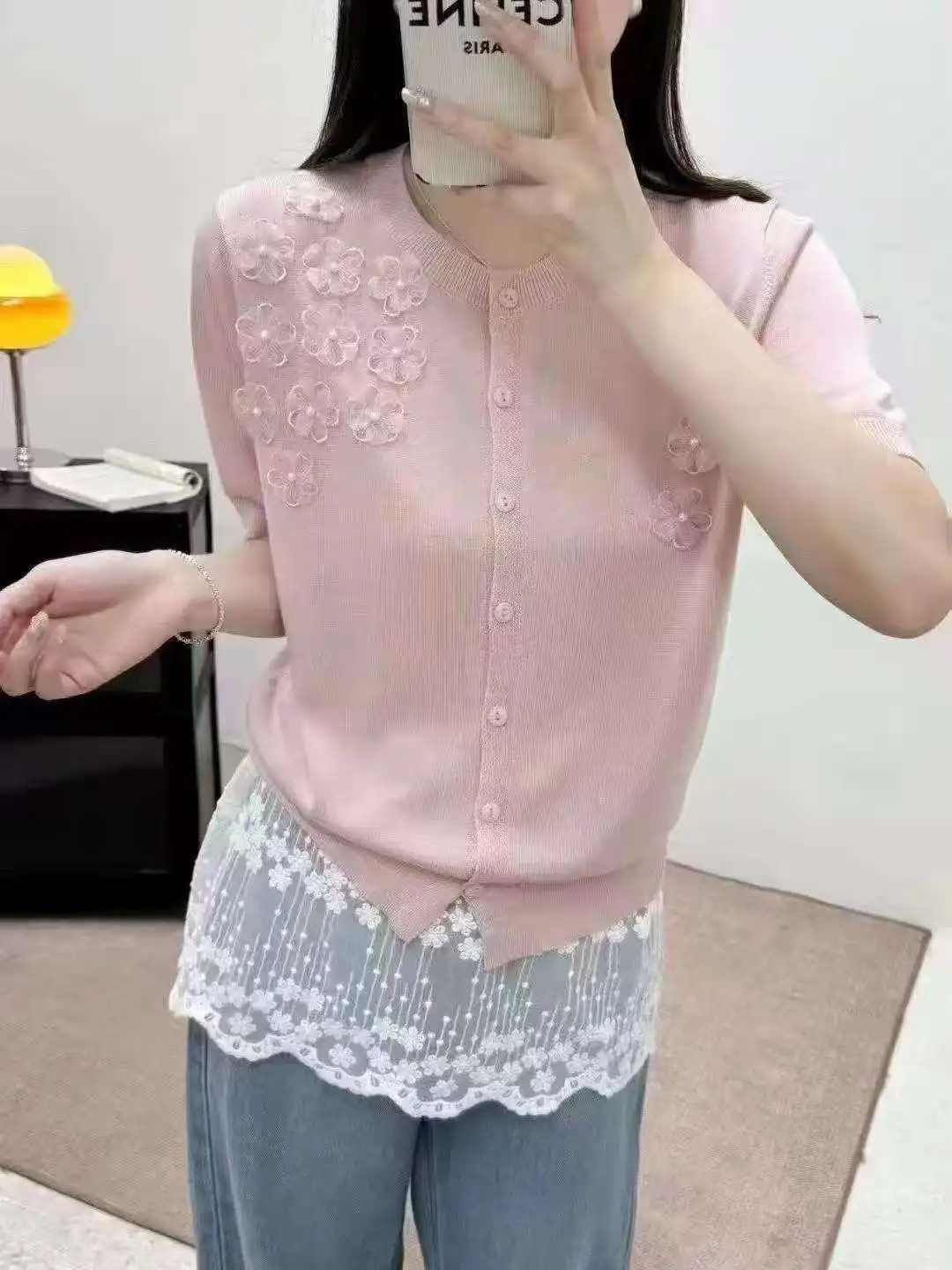 

Женский трикотажный кардиган-футболка из 100% лиоцелла с коротким рукавом, однотонный, с круглым вырезом, модный, хит продаж, женский топ