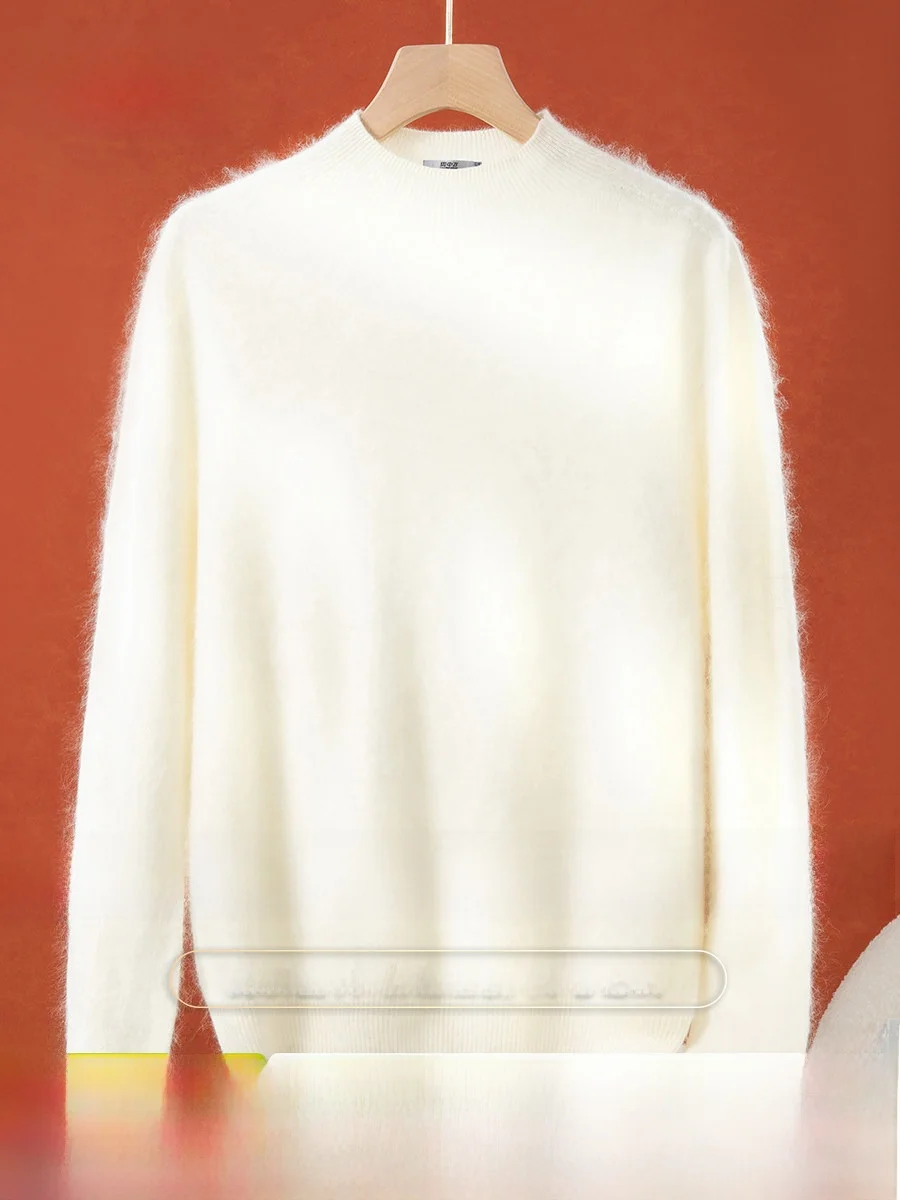 

Snow Flying Winter New 95 Wool round Neck Fleece Women's Long Sleeve Warm Base Pure Color Knitted Sweater Casual Style Soft