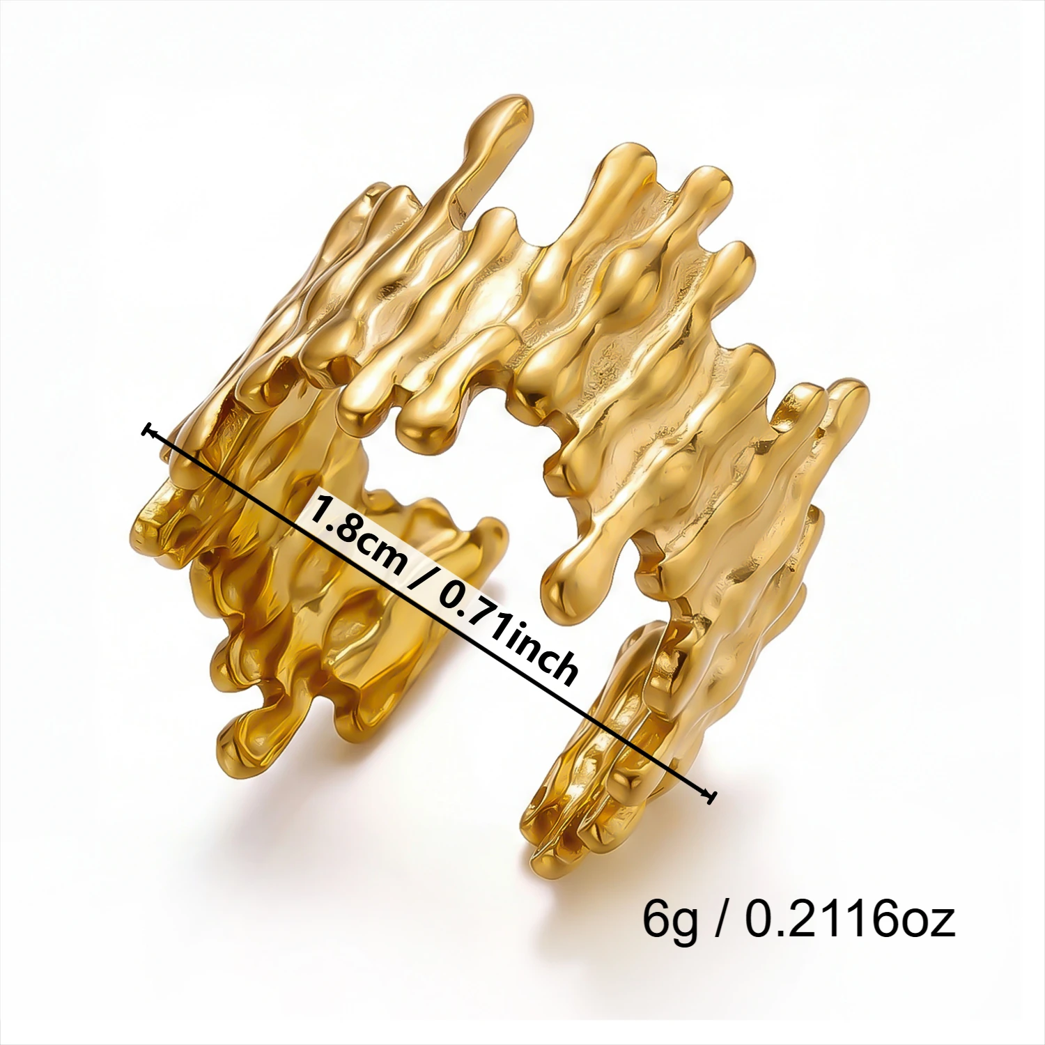 Gmai Vintage Unregelmäßige Edelstahl-PVD-beschichtete Ringe Set für Frauen Retro Hohl Geometrische Stapelbare Ringe Party Schmuck Geschenk – Detail 15