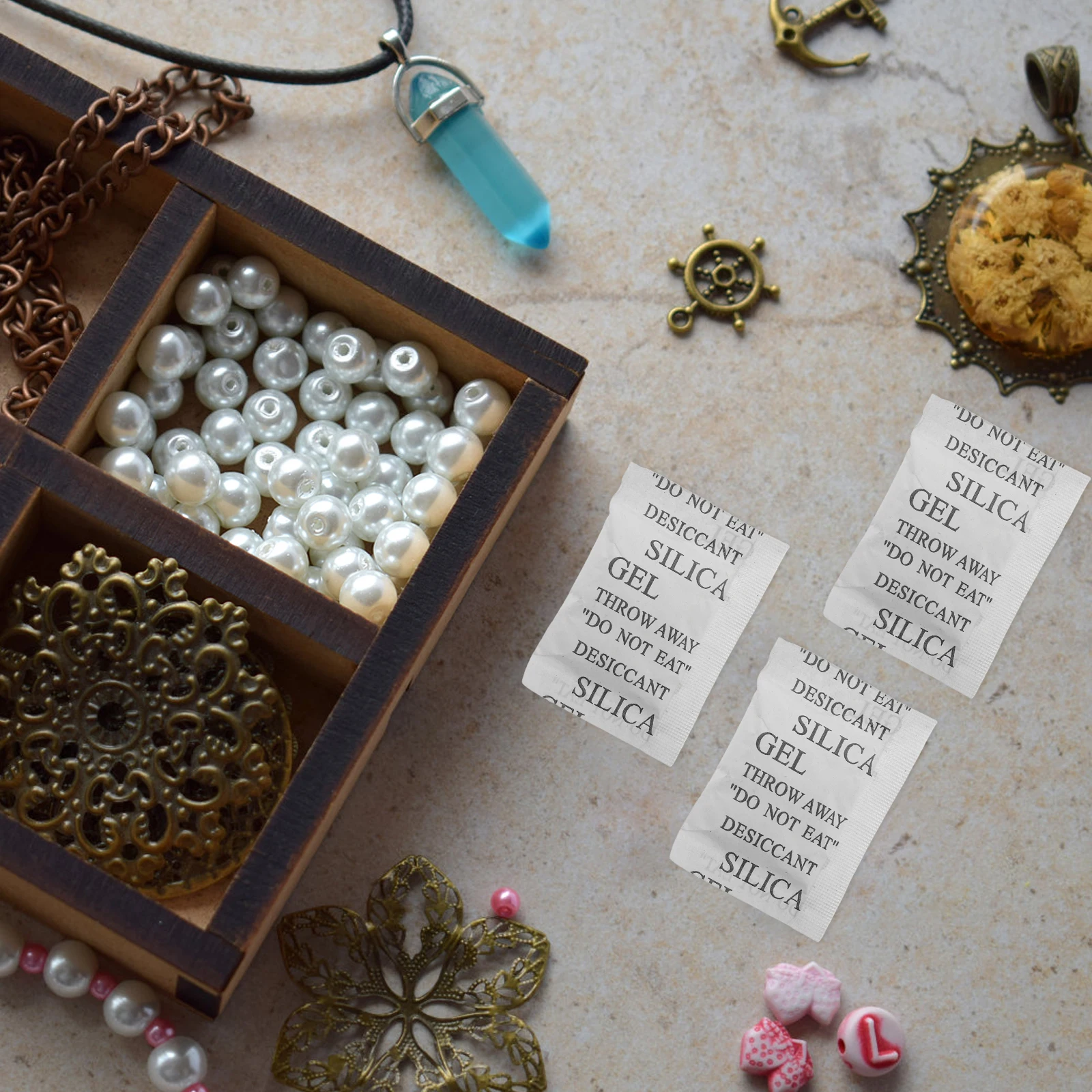 

50Pcs Silica Gel Packets Moisture Absorbers for Food Storage Humidity Control Gel Bags for Closet Car Dried