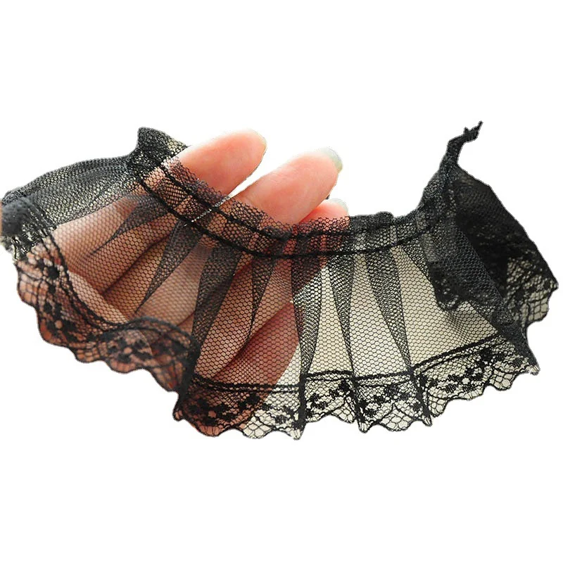 6CM Wide Black Tulle Mesh Lace Fabric Dress Clothing Dolls Collar Trim For Sewing Ribbon DIY Appliques Guipure Lace Accessories