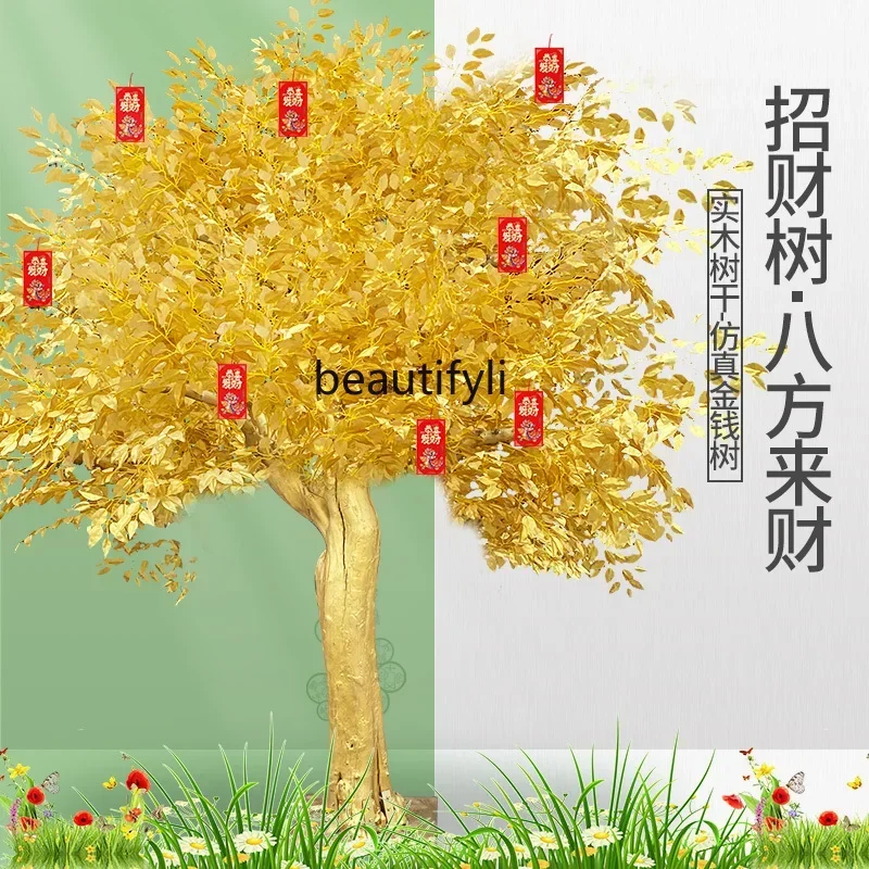 LSimulation  Banyan Wishing Tree Golden Tree New Year Money   Fake  Simulation Gold Gold   Hall Mall Pachira