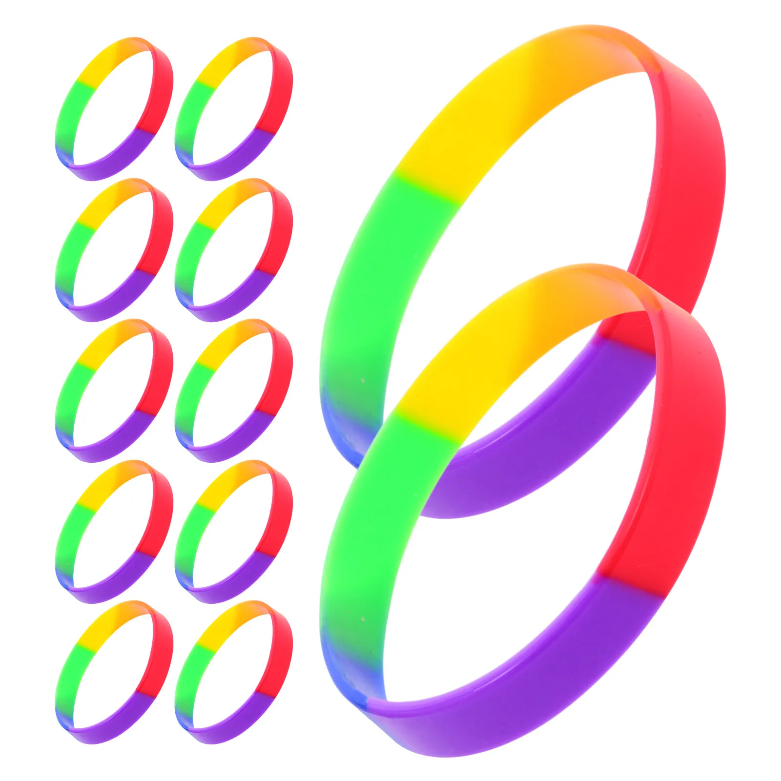 

20pcs Rainbow Silicone Wristbands Pride Bracelets Bands Versatile Decoration For Parties Events Beauty Toys
