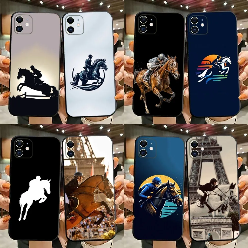 Equestrian Competition Phone Case For iPhone 15,14,13,12,11,Plus,Pro Max,XS,X,XR,SE,Mini,8,7 Soft Silicone Black Cover