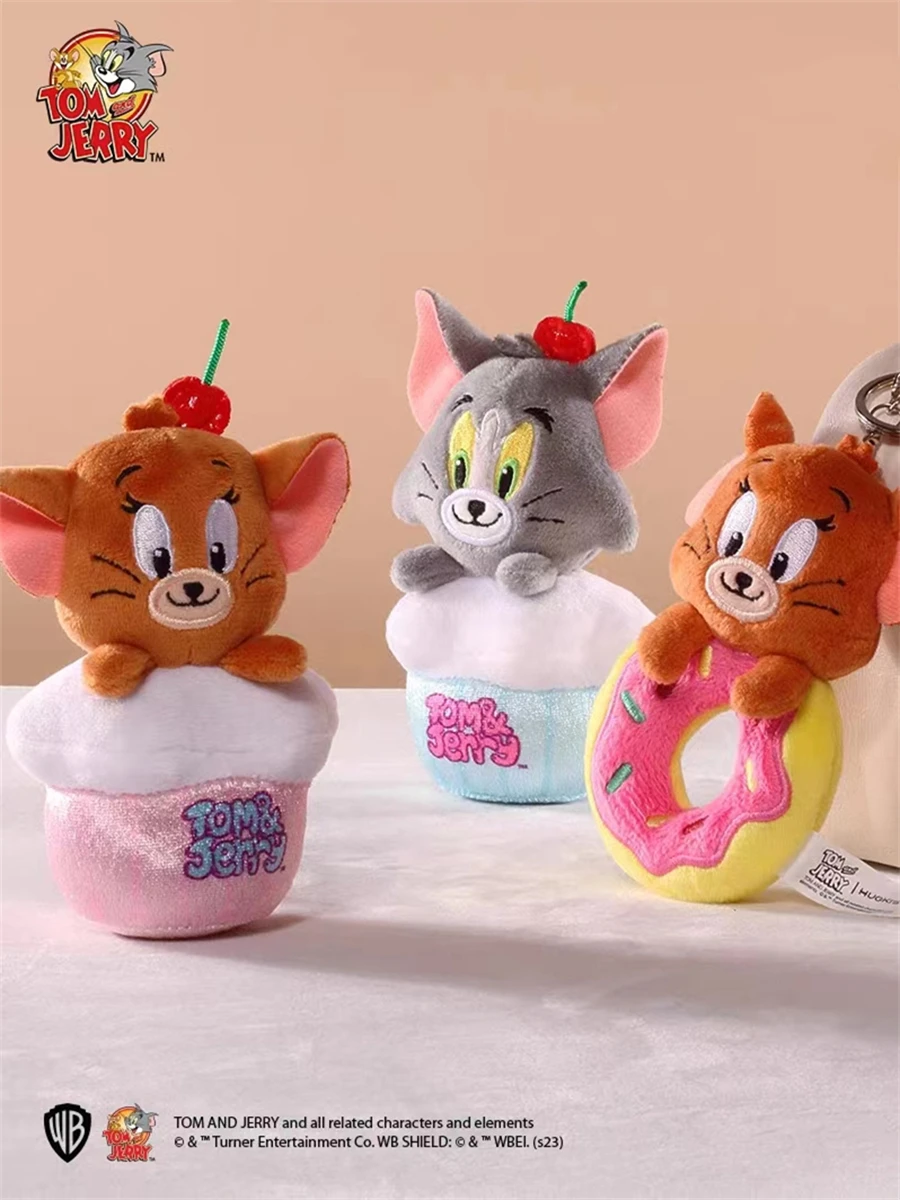 Original Tom And Jerry Plush Toys Keychain Key Rings Anime Cartoon Tuffy Nibbles Stuffed Figure Doll Key Chain Gift