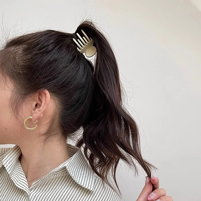 Women's 4cm Milk Coffee Hair Grab Small Frosted Grab Clip Shark Hair Clip Cute Accessory Solid Color Series Simple Fashion Funny - view 4