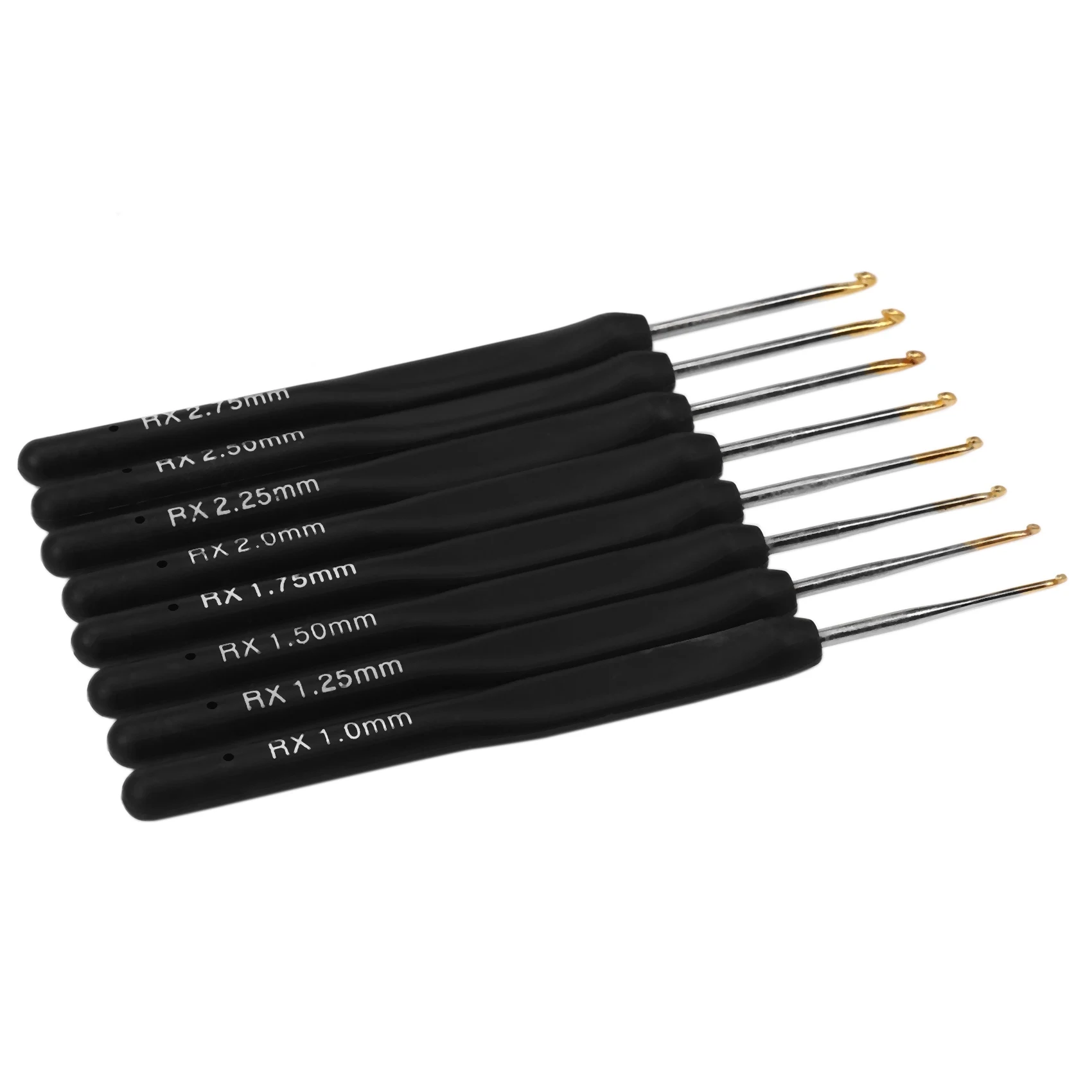 

-A96P 8Pcs / Set Black Knitting Needles Plastic Handle Crochet Hooks For Knit DIY Craft Loom Tool Weaving Kit Braid