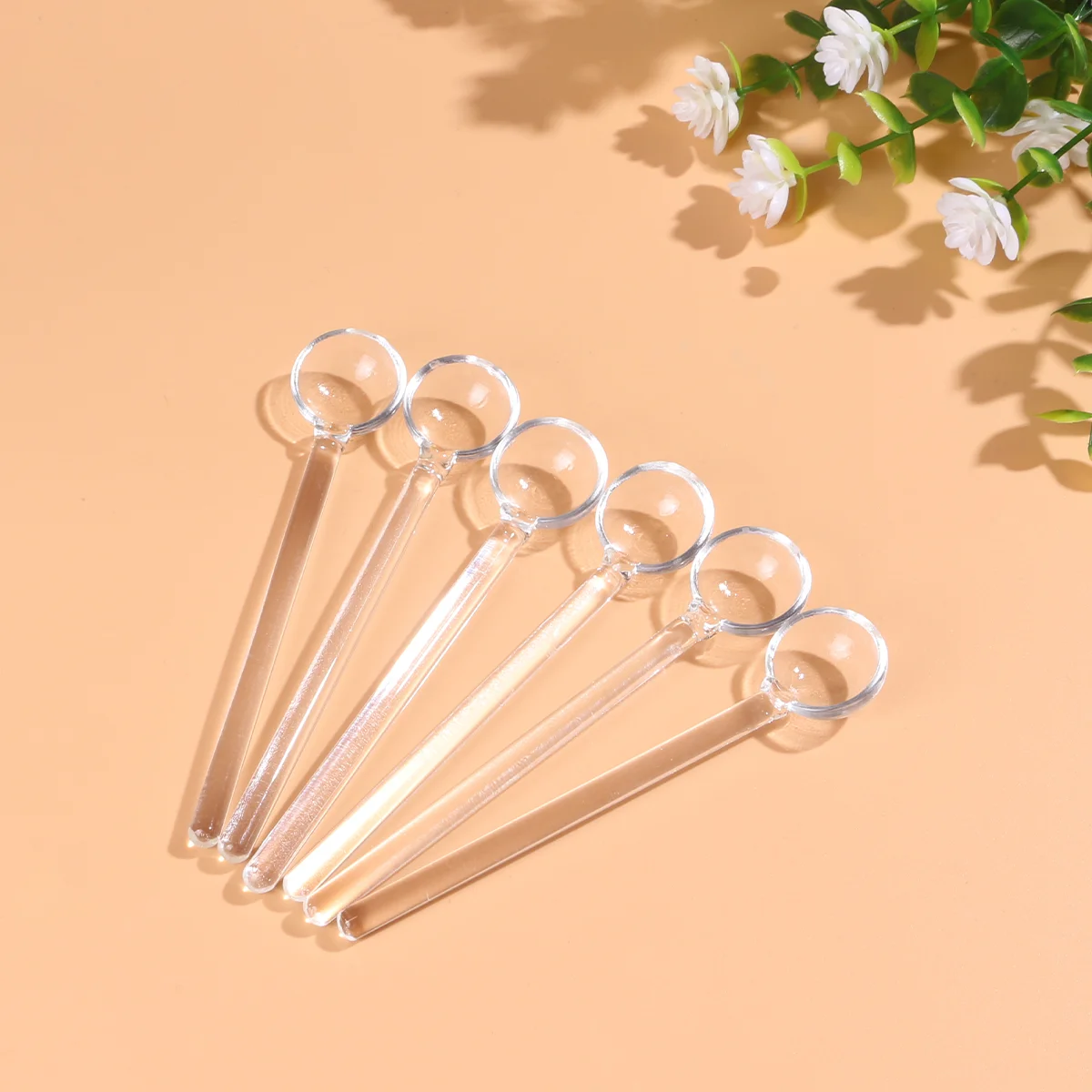 

3PCS Long Handle Glass Tea Spoons Tableware Clear Coffee Stirring Spoons Flatware for Home Kitchen long handle glass spoon