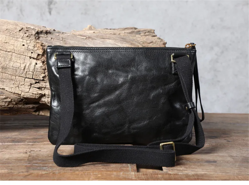 PNDME Vintage Genuine Leather Multifunctional Clutch Bag Fashion Simple Light Natural Real Cowhide Small Shoulder Messenger Bag