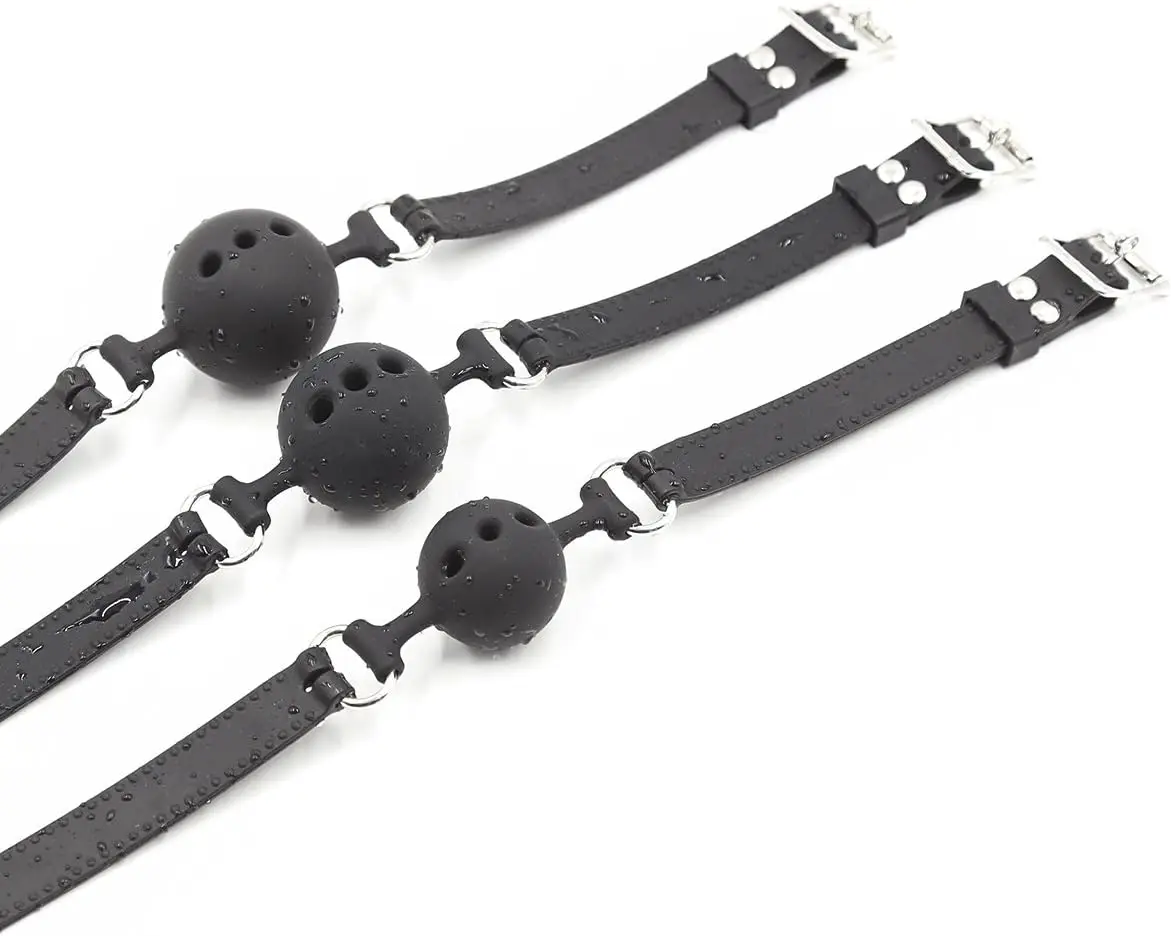 

Silicone Breathable Open Mouth Ball with holes Gag Adjustable Cosplay Sex Game Toy BDSM Bondage Restraints (L)