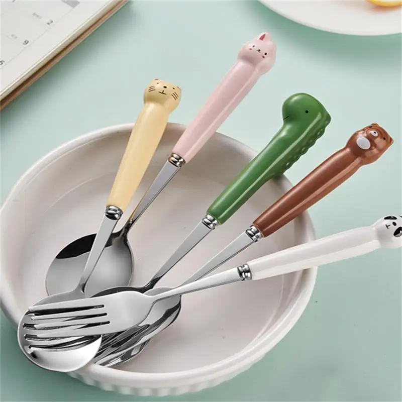 Home Eating Spoon Cartoon Cute Spoon Fork Snack Cake Dessert Forks Cake Fruit Special Gift Spoon Cute Dinosaur Fork Dinnerware