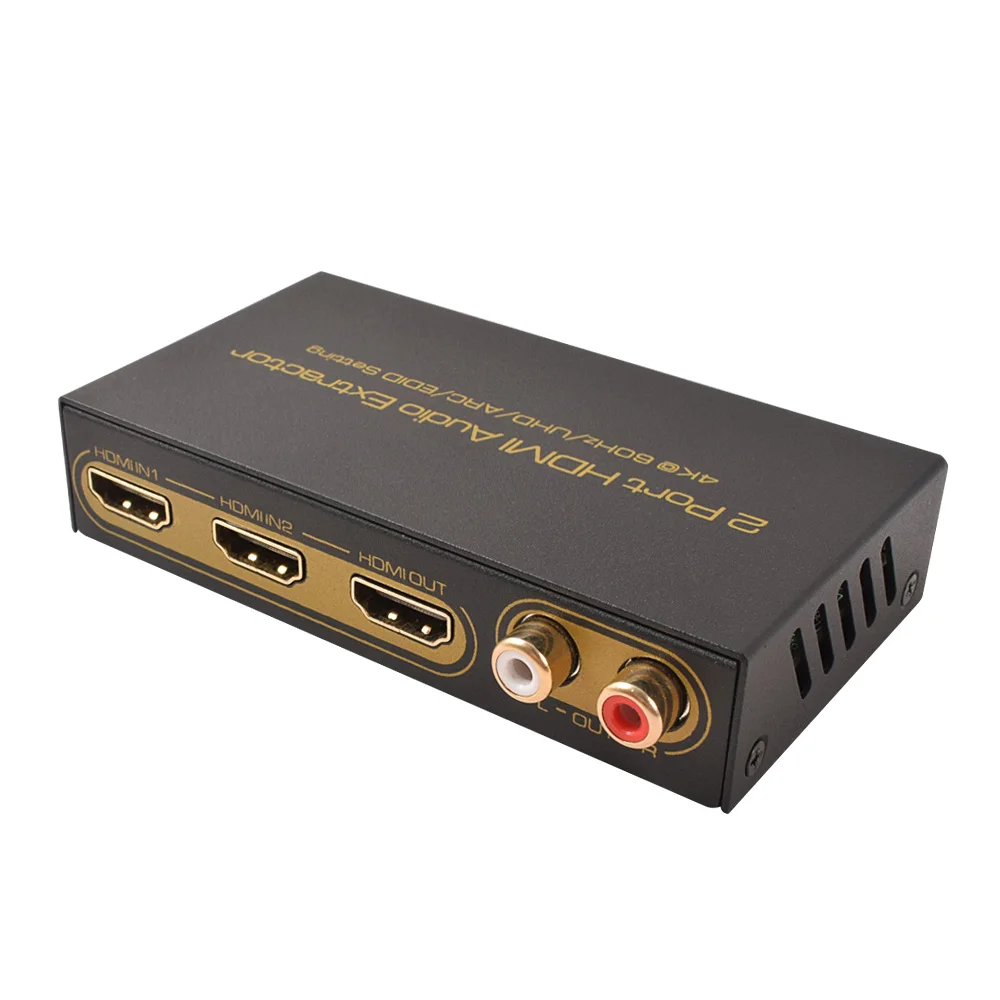 

4K HDMI Switch 2 In 1 Out Audio Extractor SPDIF Toslink RCA Audio Output 4K60Hz HDCP2.2 ARC EDID Setting HDMI Selector Converter