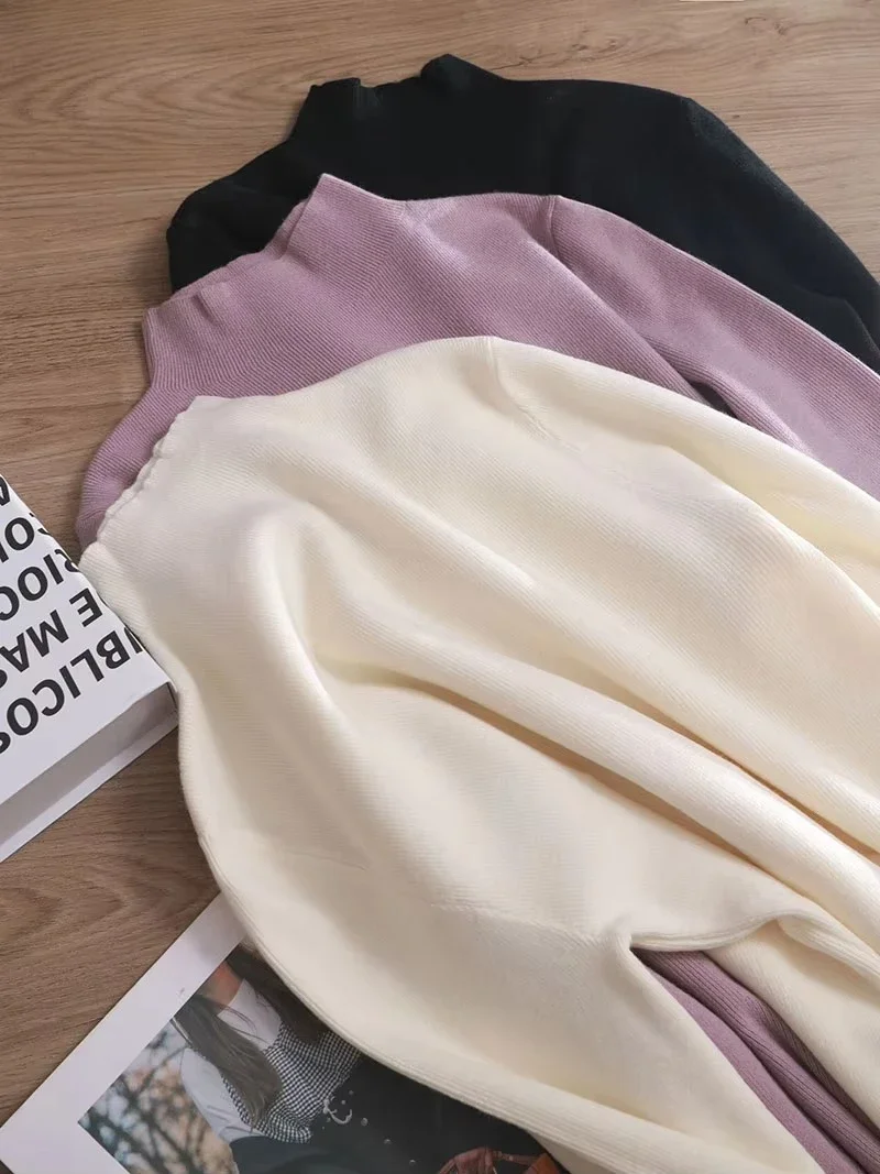 Sweater Underwear with Long-sleeved Base Layer Women's Autumn Winter 2026 New Fungus Trimmed Semi-turtleneck Sweater Pullovers