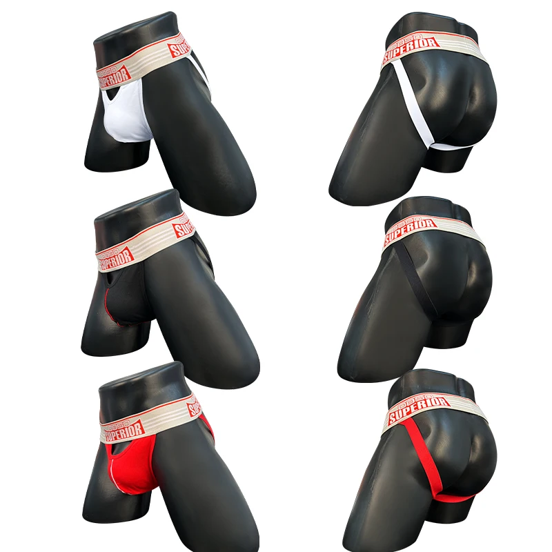 سراويل داخلية مثيرة للرجال قابلة للتنفس، سراويل داخلية محدبة منخفضة الخصر على شكل حرف U، ملابس داخلية معززة، سراويل داخلية مجوفة من القطن الساخن