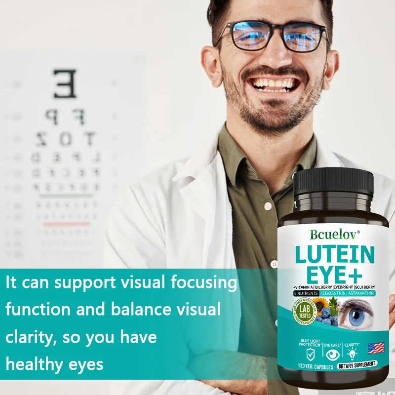 Augenvitamine-Ergänzungsmittel, Lutein 40 mg, Zeaxanthin 8 mg, unterstützt die Belastung der Augen, gesunde Augen und Sehkraft, 120 vegane Kapseln, gentechnikfrei