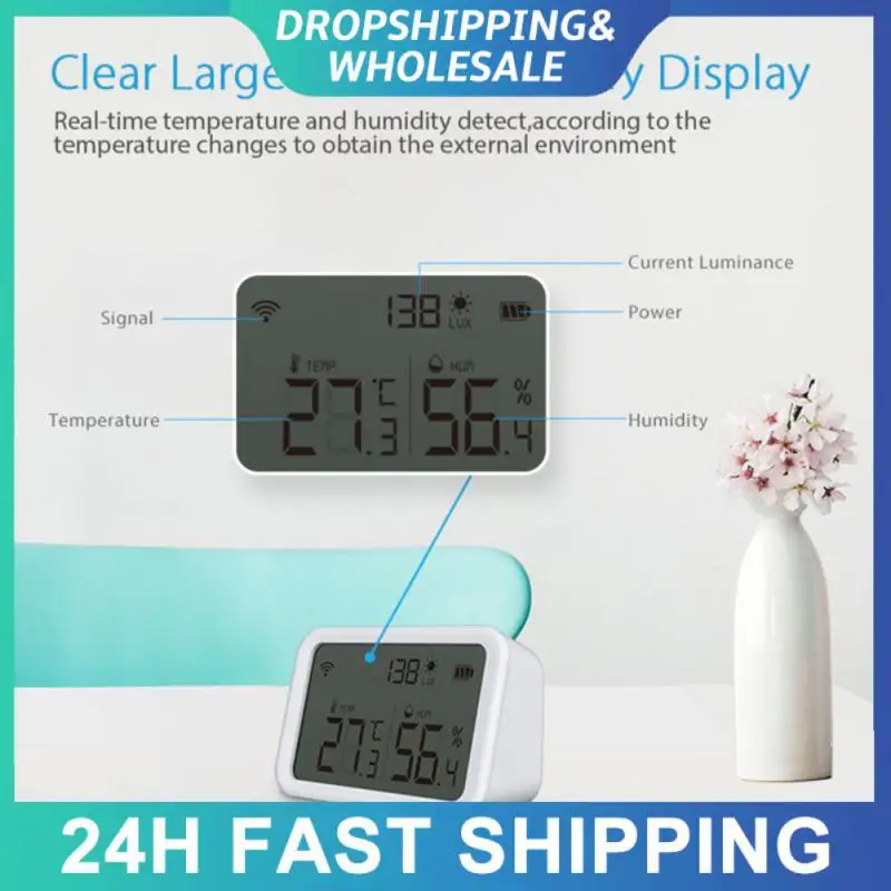 

Wireless Light Induction Detecter Wifi Hygrometer Thermometer Tuya Smart Temperature Humidity Sensor New Smart Home