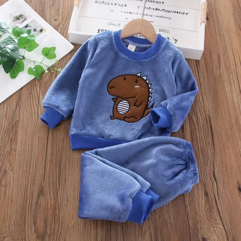 Korean Children\'s Clothes 2pcs Winter New Baby Boys Girls Outfits Toddler Pajamas for Kids 1 2 3 4 5 6 Years Soft Home Clothes