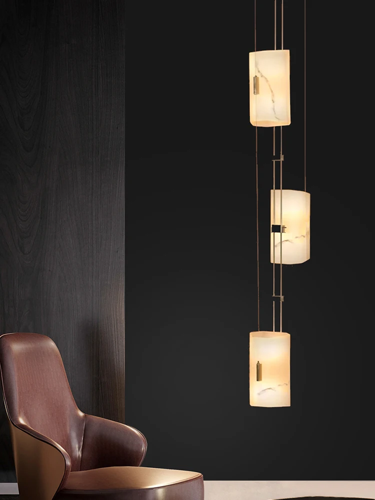 Postmodern Faux Marble Light Fixture Bedside Chandelier Dining Table Ceiling Decoration LED Lamp Trendy Lighting Fixture Lustre image 3