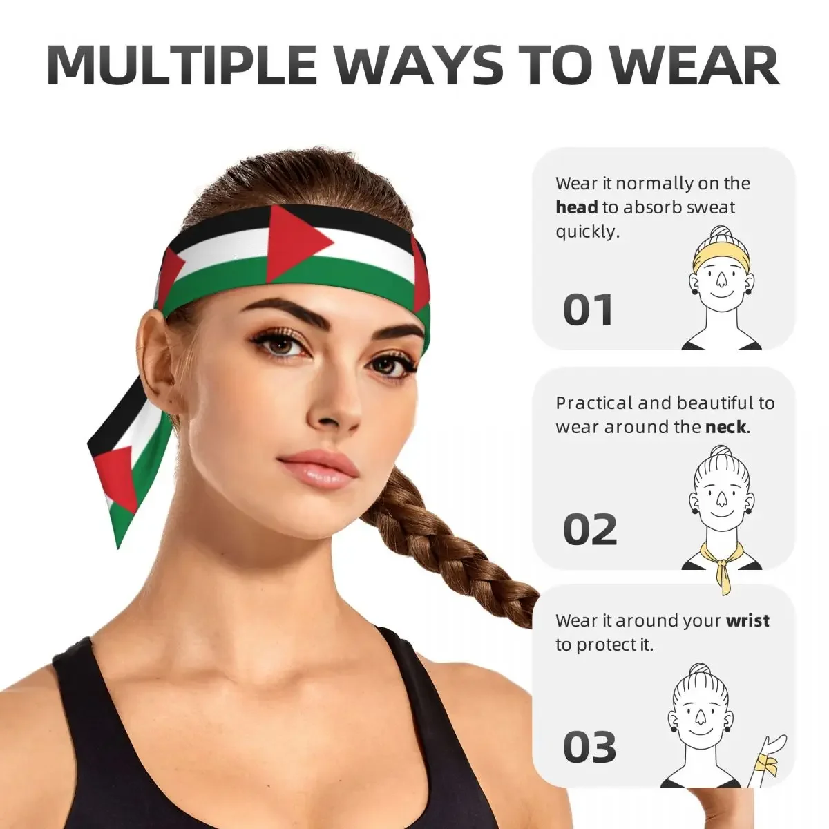 Bandanas para la cabeza con bandera, diadema deportiva para correr, tenis, Karate, atletismo, estilo breve