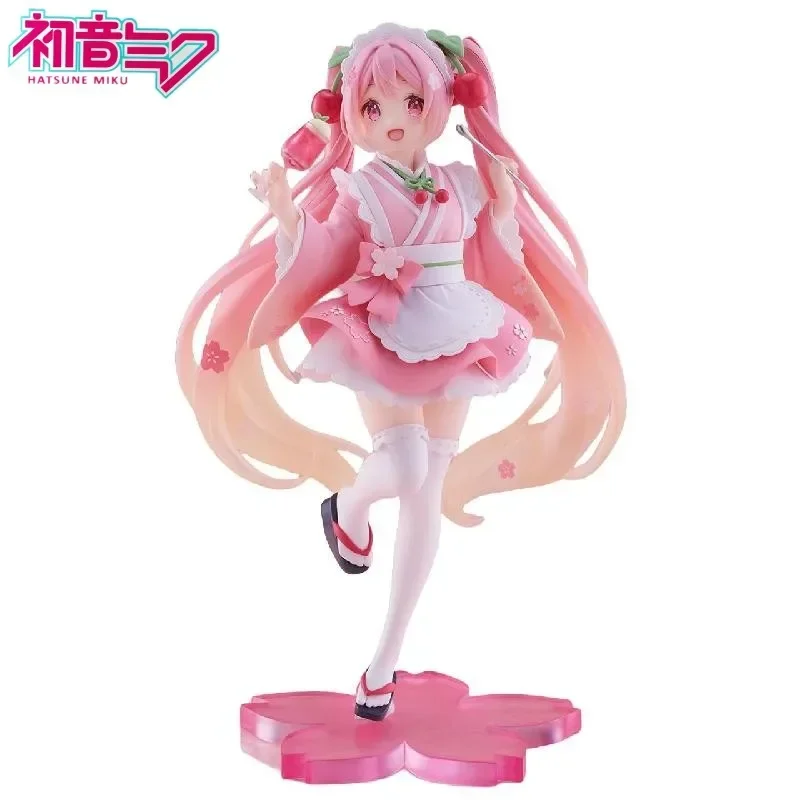 Original Taito Hatsune Miku Coreful Sakura Wafuu Kissa Ver. Maid Figure Anime Figurine Model Gk Collectible Toy Kawaii Gift