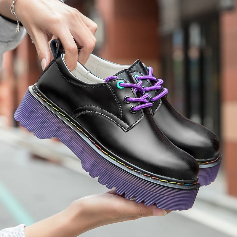 

Women's Platform Leather Shoes New Autumn British Style Multi-purpose Slip-on Shoes with Anti-slip and Wear-resistant Properties