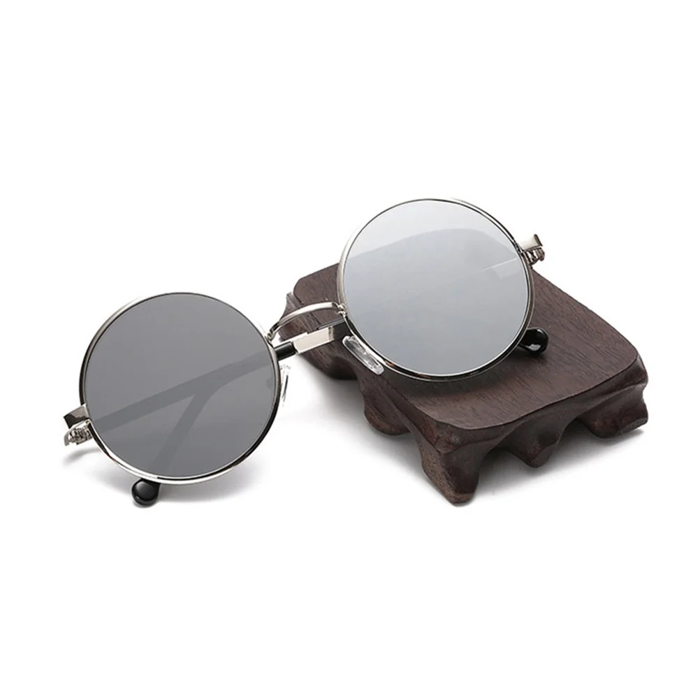 

Vintage Metal Frame Round Reflective Sunglasses Golden Frame Uv Protection Lightweight Circle Mirror Sunglasses Men