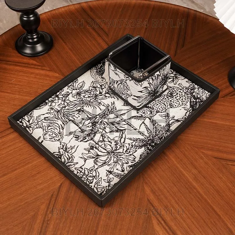 

40X30cm Nordic Style Leather Tray Decorative Ornaments for Household Entrance Cabinets Home Living Room Decoration Storage Tray