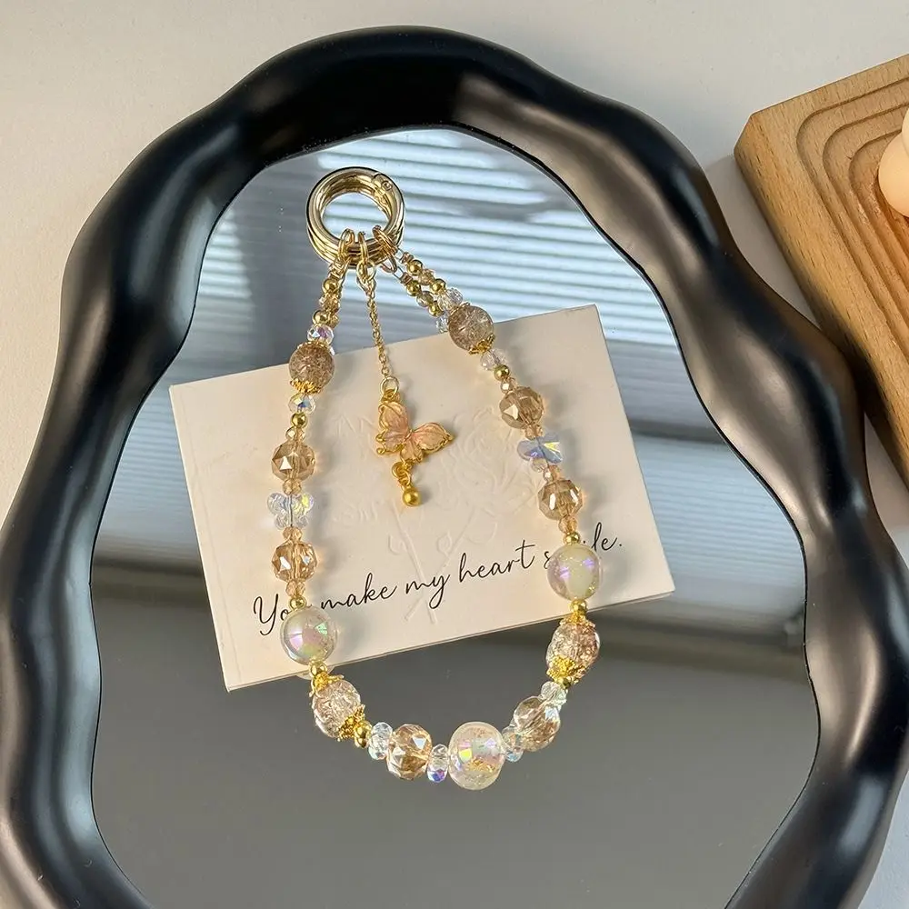 

Акриловая цепочка для телефона с бабочками, бантом и сердечками в стиле Y2K, милый ремешок-шарм для телефона, бисерная цепочка с бабочками и сердечками, подвеска для сумки