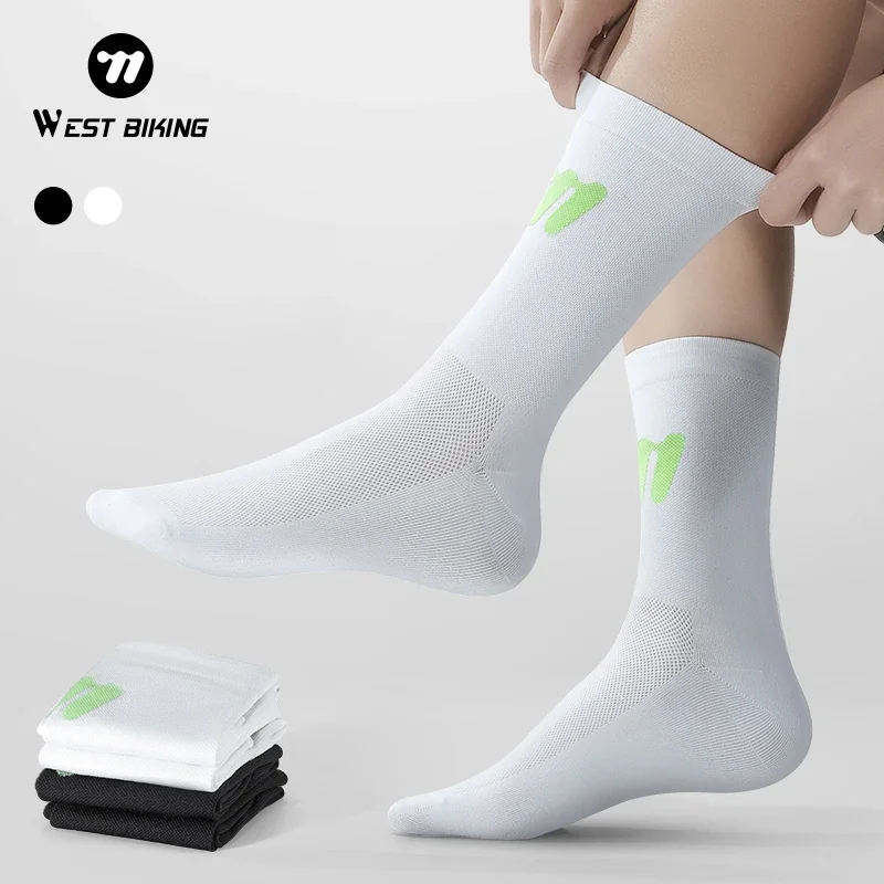 

WEST BIKING Luminous Cycling Socks High Elastic Breathable All Season Sports Socks Sweat Casual Bike Socks Cycling Equipment