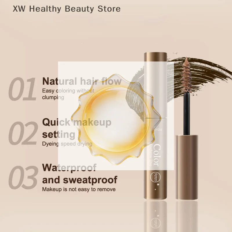 3 Colors Long-lasting Fixed Eyebrow Mascara Cream Waterproof Dyeing Color Quick-dry Eyebrow Gel With Brush Eye Beauty Makeup