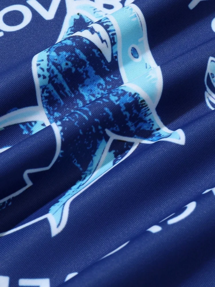 Chłopiec Strój kąpielowy dla dzieci 2025 Nowy Shark Blue Strój kąpielowy dla dzieci z krótkim rękawem Letnie dwuczęściowe szorty Strój kąpielowy do pływania